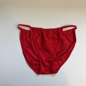Vintage Slippery Nylon Panty Cherry Red Bikini Soft Brief  Size Small Panties
